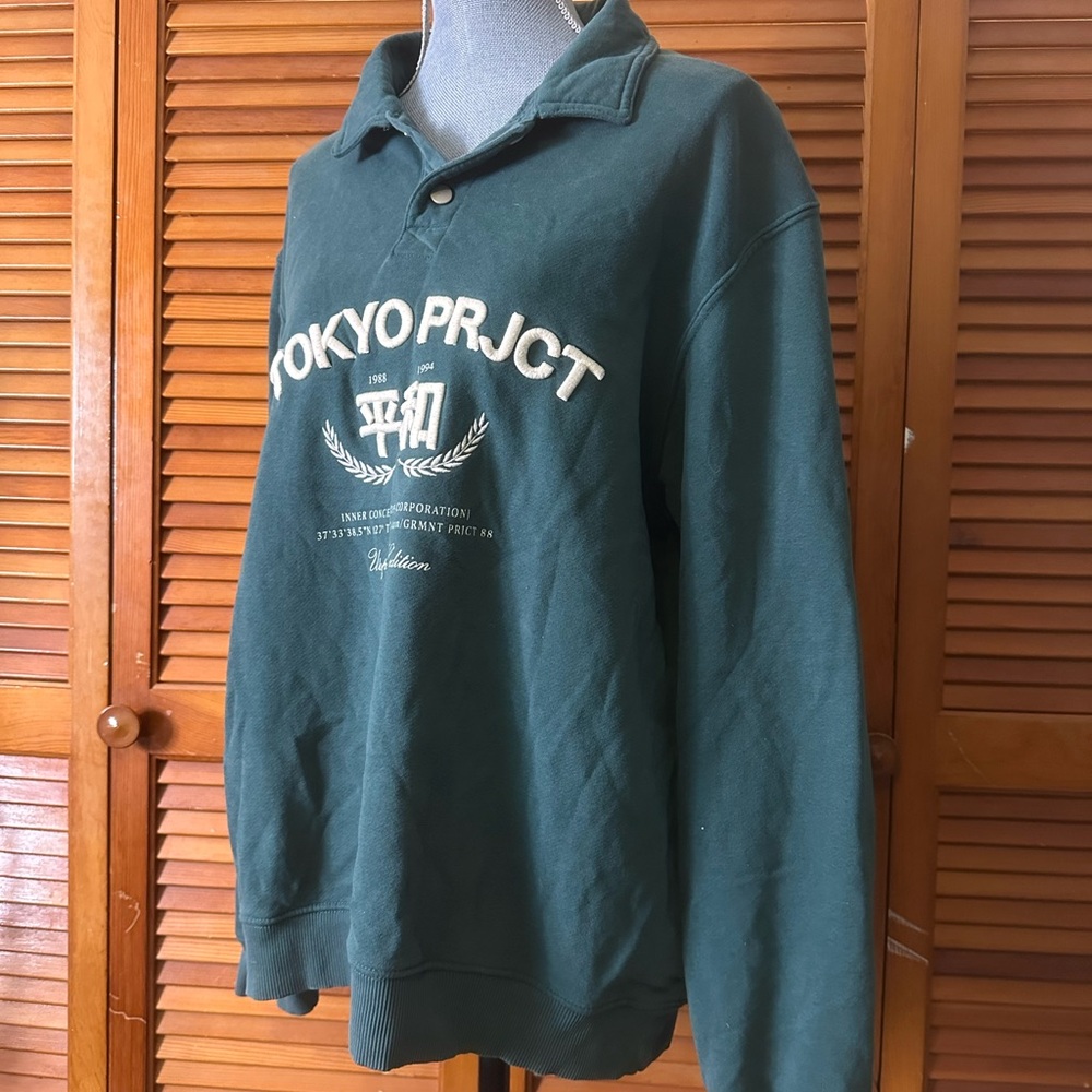 River Island Emerald Green Men's Sweater with Embroidered Logo